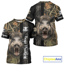 Load image into Gallery viewer, Personalized Wild Hog Hunting Camo Custom Name Best Gifts for Hunters, Boar Hunting Clothes NBT115