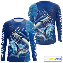 Load image into Gallery viewer, Marlin Fishing Custom Long Sleeve Performance Fishing Shirts, Marlin Saltwater Fishing Shirt NBT720