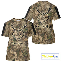 Load image into Gallery viewer, Deer Hunting Camouflage Customize Name 3D All Over Printed Shirts Hunting Outfits for Hunters NBT117