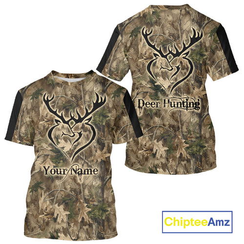 Deer Hunting Camouflage Customize Name 3D All Over Printed Shirts Hunting Outfits for Hunters NBT117