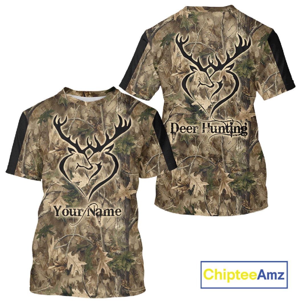 Deer Hunting Camouflage Customize Name 3D All Over Printed Shirts Hunting Outfits for Hunters NBT117