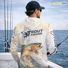 Load image into Gallery viewer, Rainbow Trout Fishing Shirt Long Sleeve Hooded Gray Beige Camo, Trout UPF Fishing Shirts NBT414