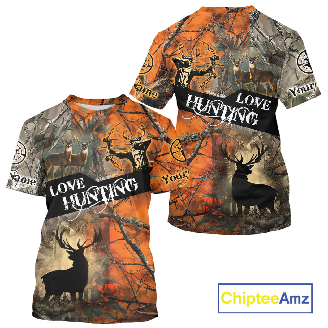 Personalized Deer Hunting Shirt 3D All Over Print Orange Camo Hunting Clothes NBT119