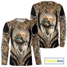 Load image into Gallery viewer, Mallard Duck Hunting Yellow Labrador Retriever Camo 3D Custom Name Shirts, Hunting Gifts NBT220