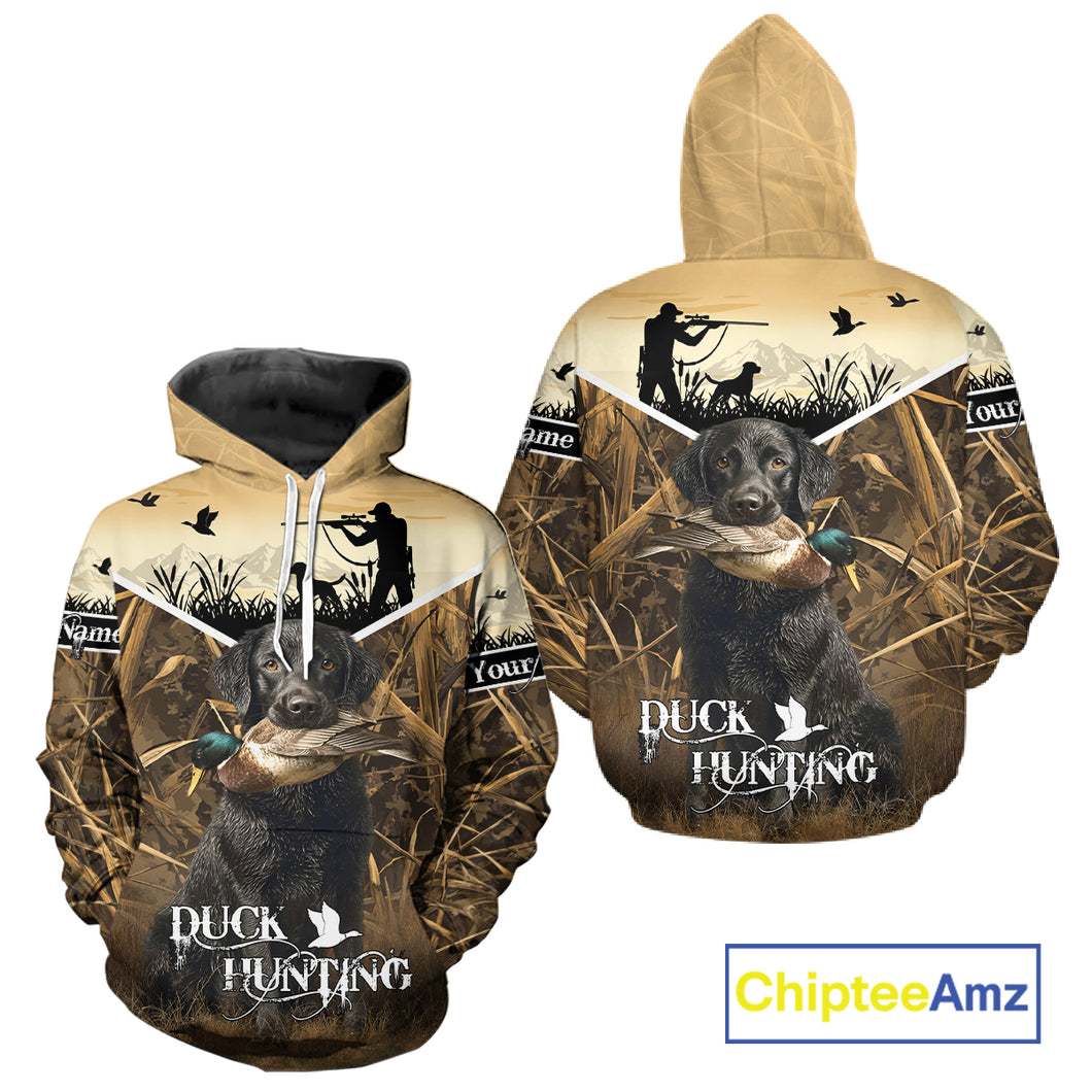 Duck Hunting Camo Shirt with Black Labrador Retriever for Duck Hunter - Best Duck Hunting Gifts NBT136