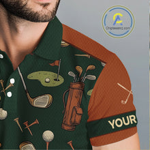 Load image into Gallery viewer, Vintage 1990s Golf Pattern Mens Golf Polo Shirt, Golf Attire For Men, Golfer Gifts|Brown NBT615