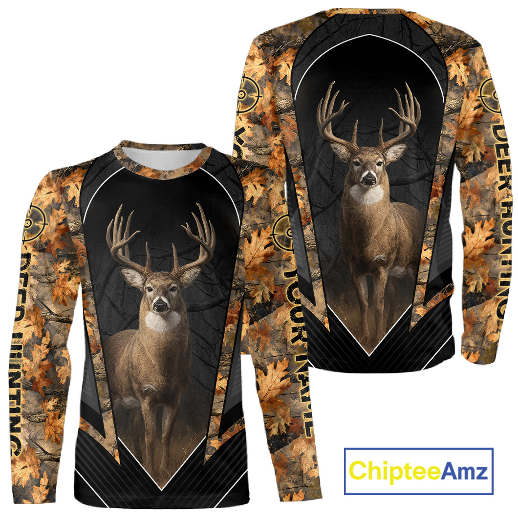 Custom Whitetail Deer Hunting Autumn Dark Camouflage 3D Shirts, Best Gift Ideas for Hunters NBT241