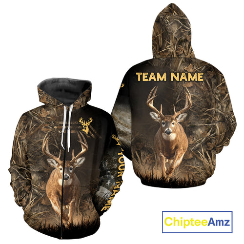 Custom Brown Camo with US Flag Deer Hunting Shirts for Men, Deer Hunting Clothes, Hunting Gifts NBT52