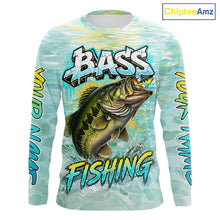 Load image into Gallery viewer, Personalized Bass Long Sleeve Fishing Shirts, Largemouth Bass Fishing Jerseys For Men NBT669