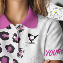 Load image into Gallery viewer, Close-up of a polo shirt with a golf ball and putter design, breathable fabric