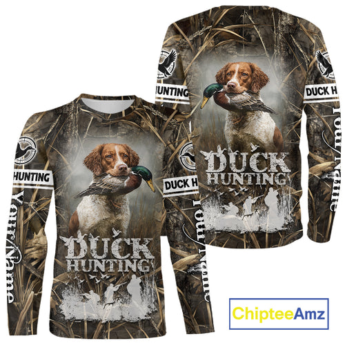 Mallard Duck Hunting Camouflage Shirts With Brittany Dog, Duck Hunting Season, Hunting Gifts NBT180