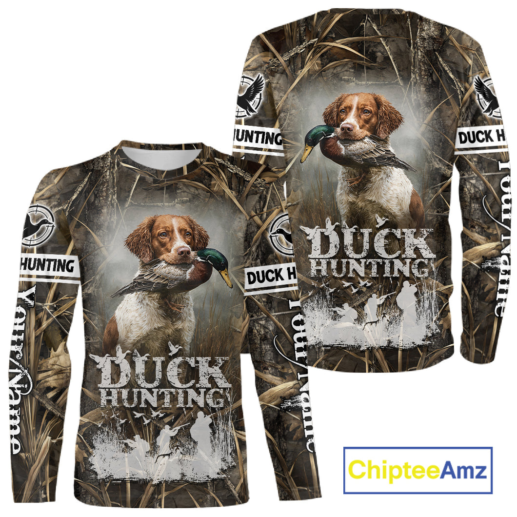 Mallard Duck Hunting Camouflage Shirts With Brittany Dog, Duck Hunting Season, Hunting Gifts NBT180