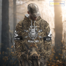 Load image into Gallery viewer, Personalized Wild Boar Hunting Camouflage Customize Name 3D All Over Printed Boar Hunting Shirts NBT104