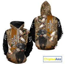 Load image into Gallery viewer, Duck Hunting with Black Lab Custom Name 3D All Over Print Camo Shirt, Hunting Gifts for Hunters NBT109