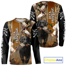 Load image into Gallery viewer, Duck Hunting with Black Lab Custom Name 3D All Over Print Camo Shirt, Hunting Gifts for Hunters NBT109