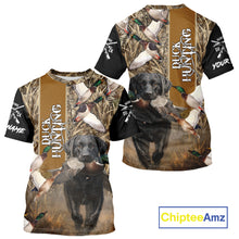 Load image into Gallery viewer, Duck Hunting with Black Lab Custom Name 3D All Over Print Camo Shirt, Hunting Gifts for Hunters NBT109