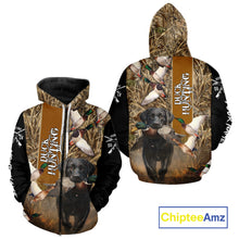 Load image into Gallery viewer, Duck Hunting with Black Lab Custom Name 3D All Over Print Camo Shirt, Hunting Gifts for Hunters NBT109