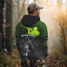 Load image into Gallery viewer, Deer Hunting Shirt Deerholic Hunter Silhouette – Green Camo Big Game Rifle for Men NBT25