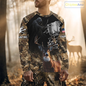 Brown Camo Grim Reaper Whitetail Deer Hunting Shirt – Bow Hunting Apparel for Men, Hunter Gifts NBT28