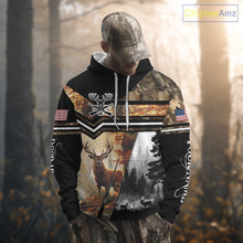 Load image into Gallery viewer, Red Deer Hunting Autumn Camo Custom Name American Flag - Best Gift Ideas for Hunters NBT40