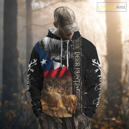 Black Deer Hunting Shirt with Texas Flag for Men - Personalized Hunting Gifts NBT48