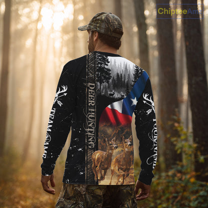 Black Deer Hunting Shirt with Texas Flag for Men - Personalized Hunting Gifts NBT48