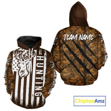 Load image into Gallery viewer, Personalized Brown Camo Deer Hunting Shirt with US Flag &amp; Deer Buck, Hunter Gifts NBT59