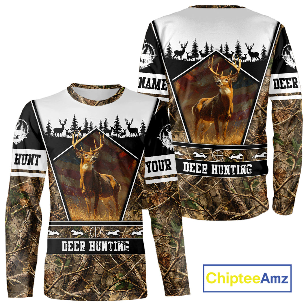 Whitetail Deer Camo 3D All Over Printed Shirts, Deer Hunting Crew Outfit, Hunting Gifts NBT63