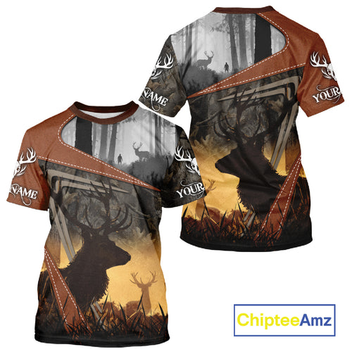 Custom Deer Hunting 3D Printing Brown Camo Shirts for Men, Deer Camp Clothes, Hunting Gifts NBT67