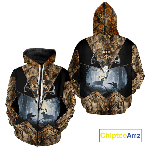 Custom 3D Deer Hunting Forest Camo with Big Buck Shirt for Men, Best Hunting Gifts for Hunters NBT72