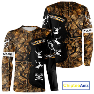 Custom Deer Hunting Brown Camo Shirts for Men, Hunting Gifts, Camouflage Deer Hunting Shirts NBT83