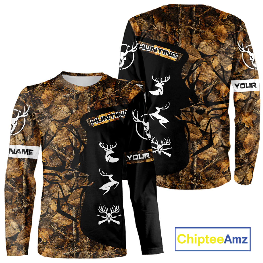 Custom Deer Hunting Brown Camo Shirts for Men, Camouflage Deer Hunting Shirts NBT83