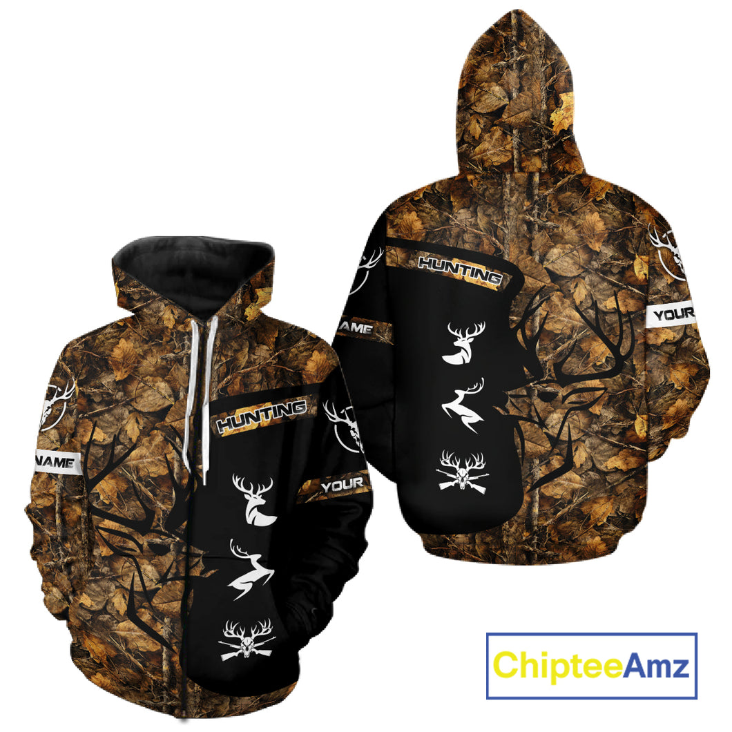 Custom Deer Hunting Brown Camo Shirts for Men, Camouflage Deer Hunting Shirts NBT83