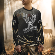 Load image into Gallery viewer, Deer Hunting Black Camo Custom Name Long Sleeve, Hoodie Shirt for Hunters NBT03