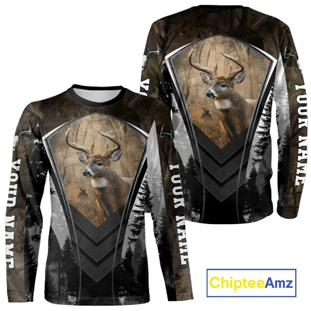 Beautiful Whitetail Deer Hunting Brown Camo 3D All Over Printed Shirts, Hunting Gifts for Hunters NBT87