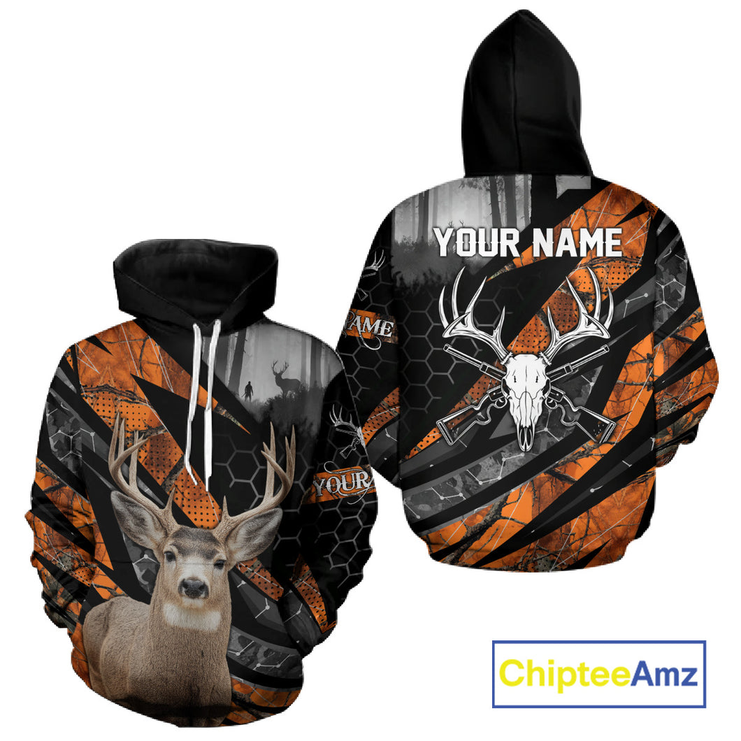 Personalized Orange Camo Deer Hunting Shirts for Men - Custom Name, Deer Hunting Gifts NBT36