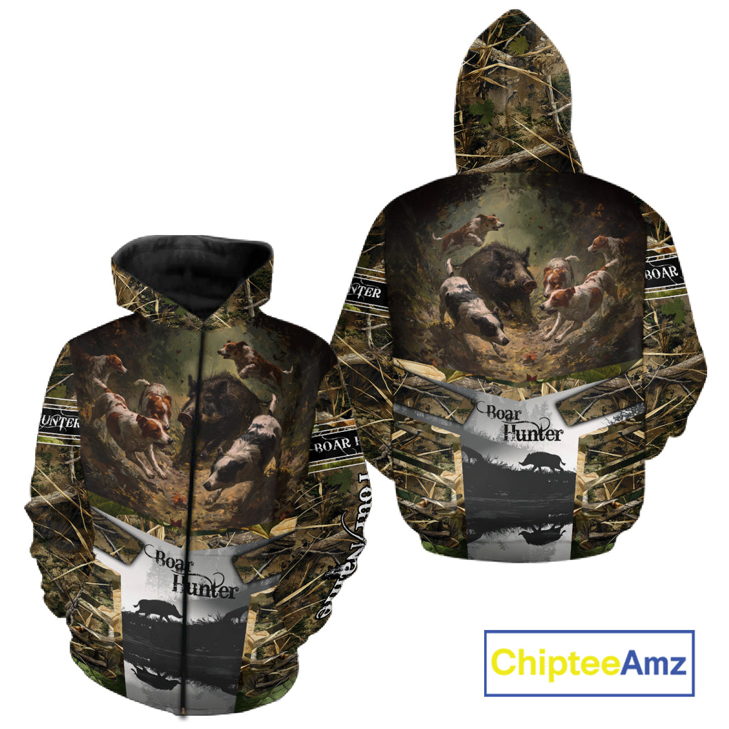 Custom Wild Hog Hunting Camo 3D Printed Shirts, Hunting Gifts for Boar Hunter NBT107