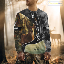 Load image into Gallery viewer, Personalized Deer Hunting Hoodie, Longsleeve Shirt – Whitetail Buck, Fall Camo, Gifts for Men NBT27