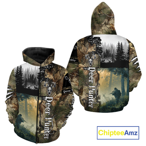 Personalized Forest Camo Deer Hunting 3D All Over Printed Custom Name Shirts Hunting Gifts NBT65