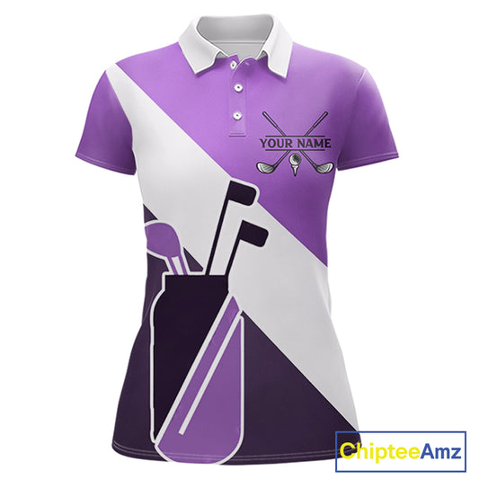 Purple Golf Bag Womens Golf Polo Shirts Custom Golf Shirts, Golf Attire For Ladies NBT577