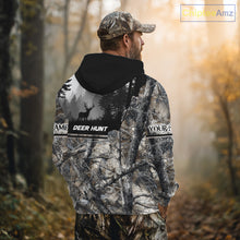 Load image into Gallery viewer, Whitetail Deer Hunting Winter Camouflage 3D Custom Name Shirts, Custom Deer Hunting Winter NBT197