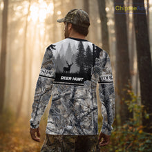 Load image into Gallery viewer, Whitetail Deer Hunting Winter Camouflage 3D Custom Name Shirts, Custom Deer Hunting Winter NBT197