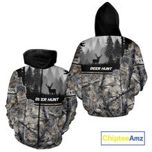 Load image into Gallery viewer, Whitetail Deer Hunting Winter Camouflage 3D Custom Name Shirts, Custom Deer Hunting Winter NBT197
