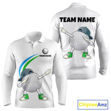 Load image into Gallery viewer, White Funny Golf Ball Custom Team Polo Shirt, Personalized Mens Golf Polo Shirt, Golf Lovers Gift NBT603