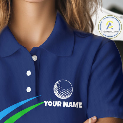 Blue Funny Golf Ball Custom Team Polo Shirt, Personalized Womens Golf Polo Shirt, Golf Lovers Gift NBT604