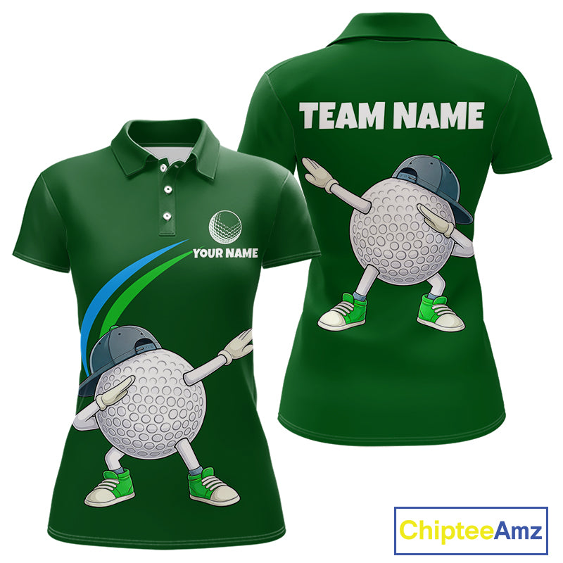 Green Funny Golf Ball Custom Team Polo Shirt, Personalized Womens Golf Polo Shirt, Golf Lovers Gift NBT605
