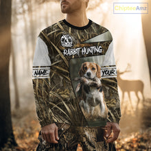 Load image into Gallery viewer, Rabbit Hunting Beagle Dog Camouflage Custom Name 3D Shirts, Rabbit Hunting Clothing for Men NBT215