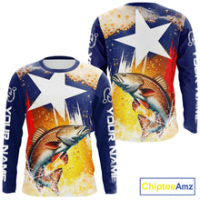 Load image into Gallery viewer, Custom Texas Flag Redfish Fishing Shirts, Funny Fishing Beer Shirts Long Sleeve For Team NBT619