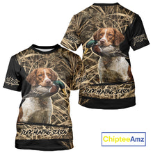 Load image into Gallery viewer, Mallard Duck Hunting Camouflage Shirt With Brittany Dog, Duck Hunting Season NBT156