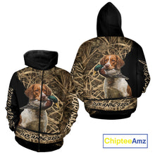 Load image into Gallery viewer, Mallard Duck Hunting Camouflage Shirt With Brittany Dog, Duck Hunting Season NBT156